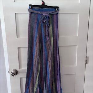 Striped Wrap-Around Skirt with Belt